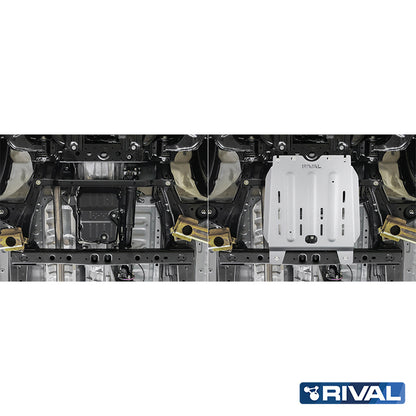 Rival Unterfahrschutz Alu 6mm für Toyota Hilux, 2015-heute, 4WD 2,8D; 2,4D (EURO6 approved), Getriebe, Silver, Aluminum