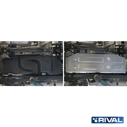 Rival Unterfahrschutz Alu 6mm für Toyota Hilux, 2015-heute, 4WD 2,8D; 2,4D (EURO6 approved), Kraftstofftankschutz, Silver, Aluminum
