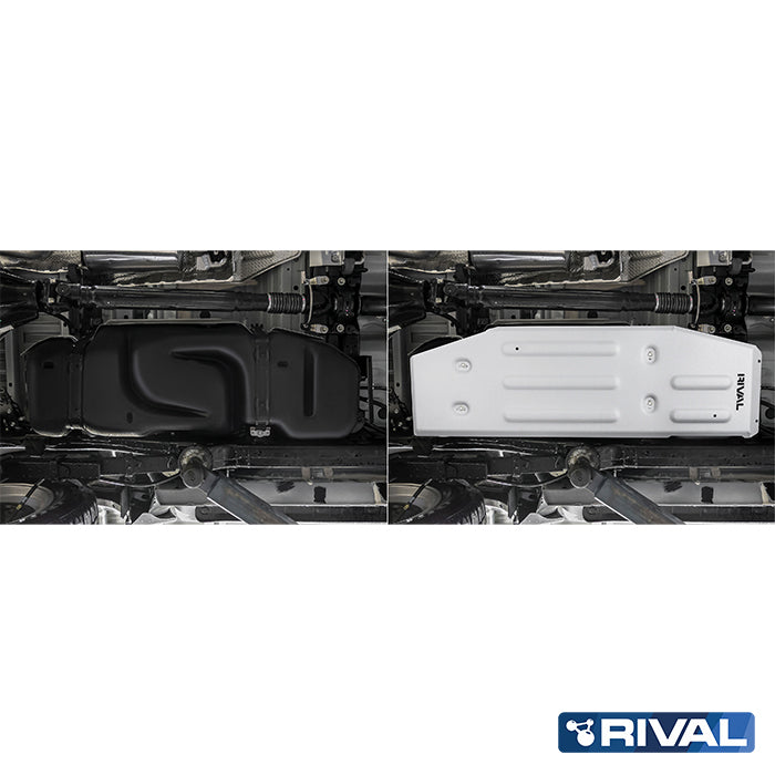 Rival Unterfahrschutz Alu 6mm für Toyota Hilux, 2015-heute, 4WD 2.7, 2.4D, 2.8D (EURO6 approved), Kraftstofftankschutz, Silver, Aluminum