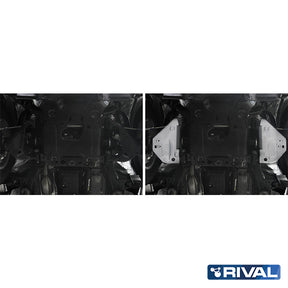 Rival Unterfahrschutz Alu 6mm für Toyota Hilux, 2015-heute, 4WD 2,8D; 2,4D (EURO6 approved), Querlenker Unterfahrschutz, Silver, Aluminum