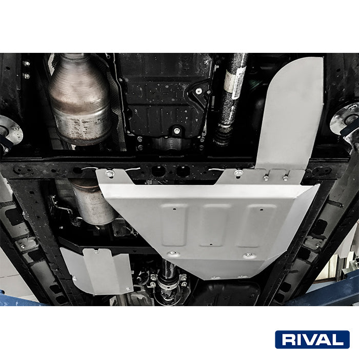 Rival Unterfahrschutz Alu 6mm für Toyota Hilux, 2015-heute, 4WD 2,4D (EURO6 approved), Verteilergetriebe + adblue + oxygen sensor, Silver, Aluminum