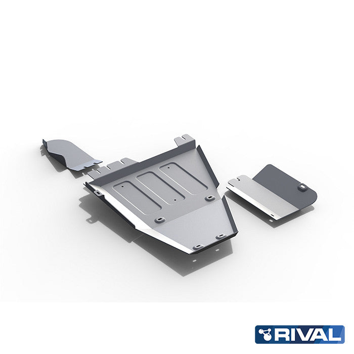 Rival Unterfahrschutz Alu 6mm für Toyota Hilux, 2015-heute, 4WD 2,4D (EURO6 approved), Verteilergetriebe + adblue + oxygen sensor, Silver, Aluminum