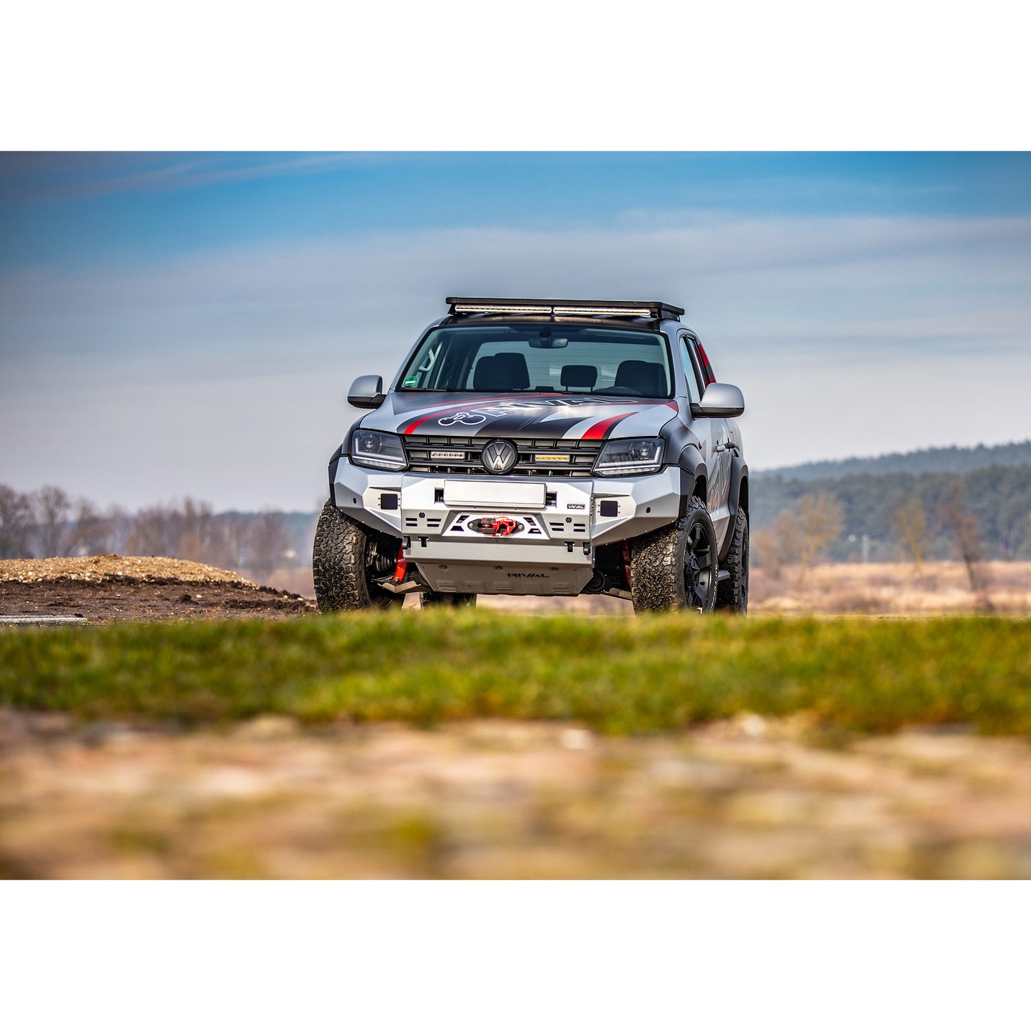 RIVAL Aluminium Offroad Frontstoßstange mit LED-Leuchten für VW Amarok 2010–2016 & 2016–2020