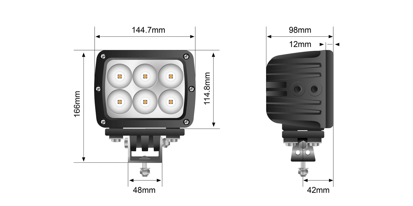 STEDI 60W Baumaschinen Mining Spec Flood LED LED – Arbeitsscheinwerfer