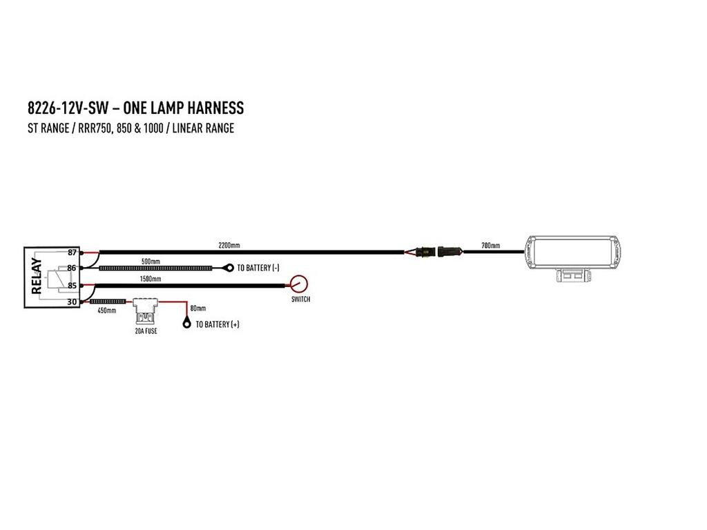 Lazer Lamps Kabelsatz Einzel-Schalter ST-Serie-TripleR-Linear