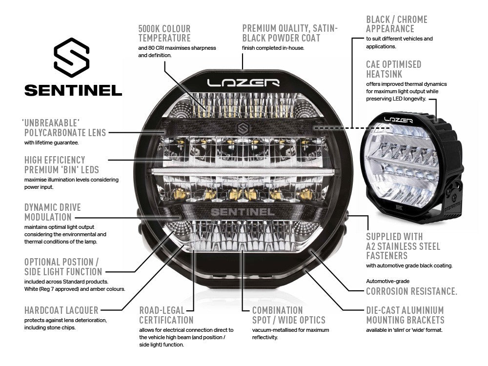 Lazer Lamps SENTINEL 9" Standard Chrome