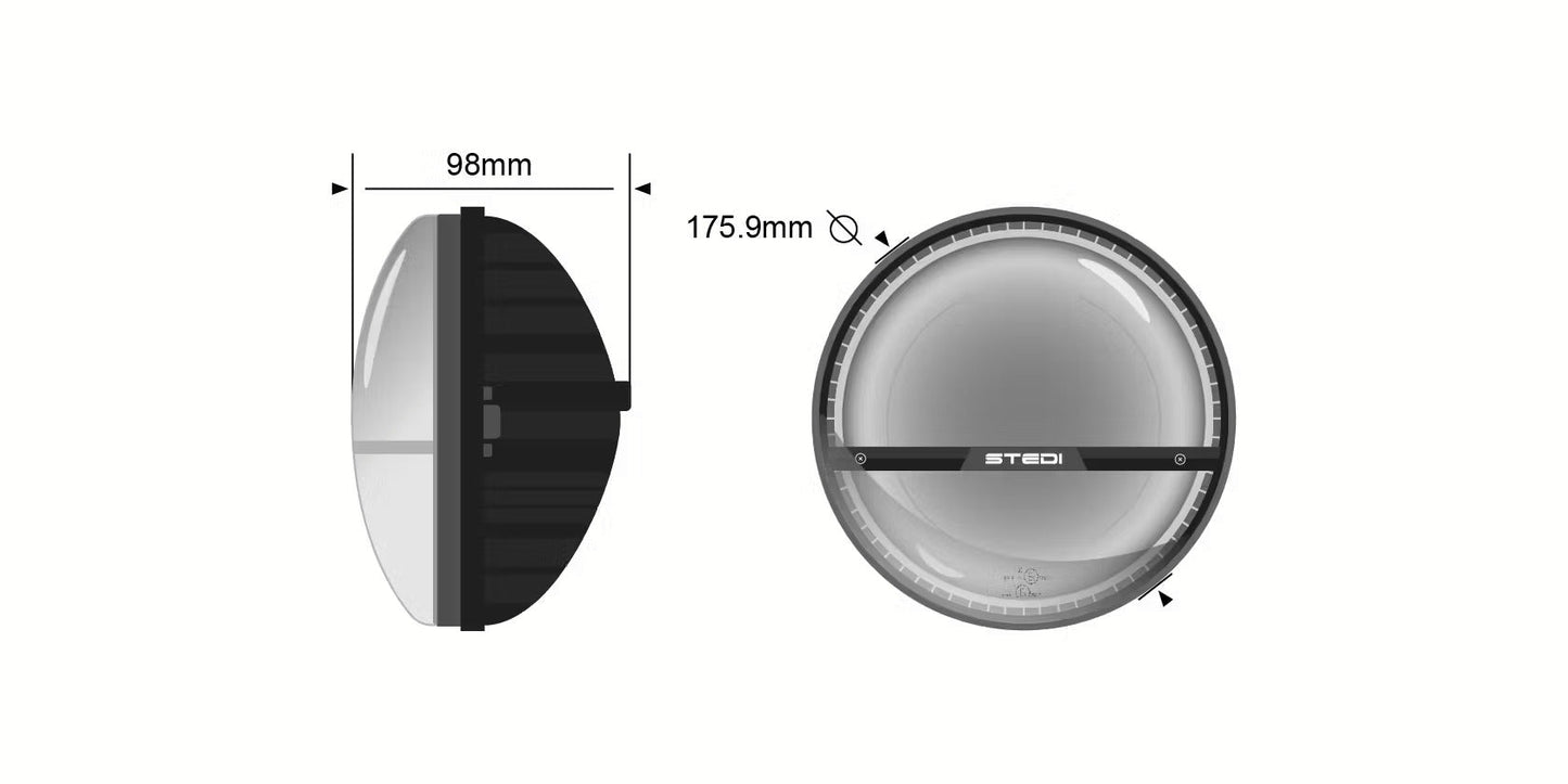 STEDI 7Inch Homage LED Headlight – Chrome (3000K)