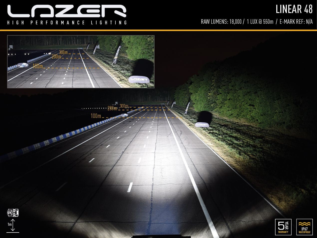 Lazer Lamps Dachanbau-Kit LAND ROVER Defender -2018 67mm Dachanbau Halterung/Linear 48/Linear Kabelsatz LL-1L-LP-220 Halterung 67mm Dachanbau Halterung
