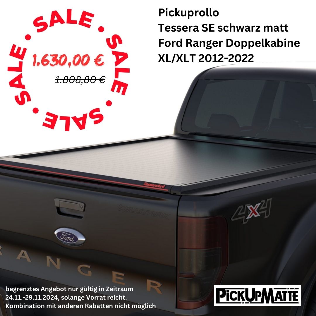 Black Week Angebot Laderaumrollo Tessera Rollo SE Ford Ranger XL / XLT, Doppelkabine, 2012-2022, schwarz-matt