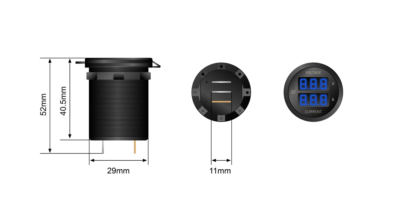 STEDI Dual Display 4x4 Volt – Ampere – Meter