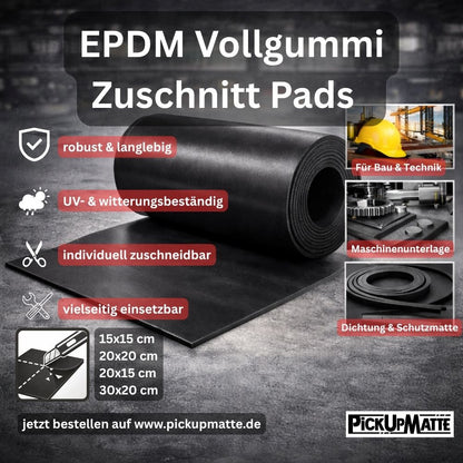 EPDM Vollgummi Zuschnitte Pads – UV- & witterungsbeständig für Industrie, Werkstatt & Dichtungen