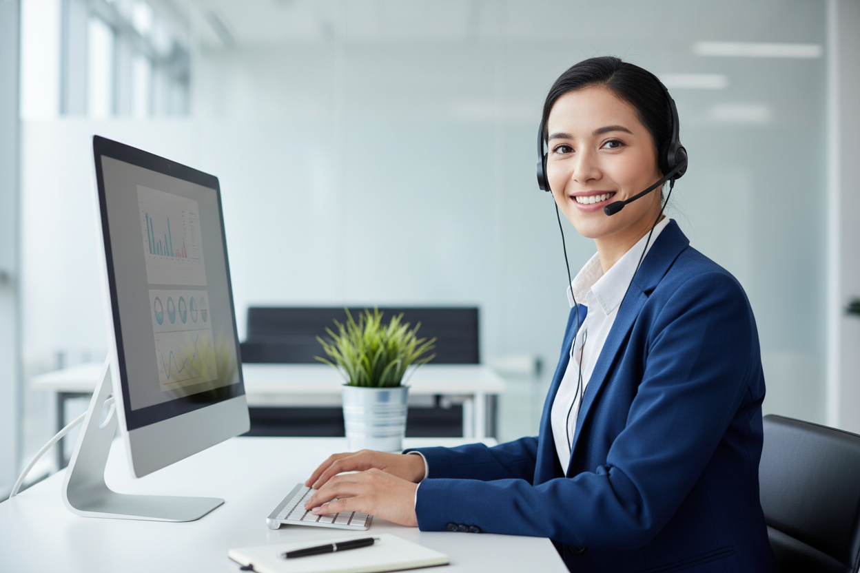 Erstelle eine person mit einem Headset als support person