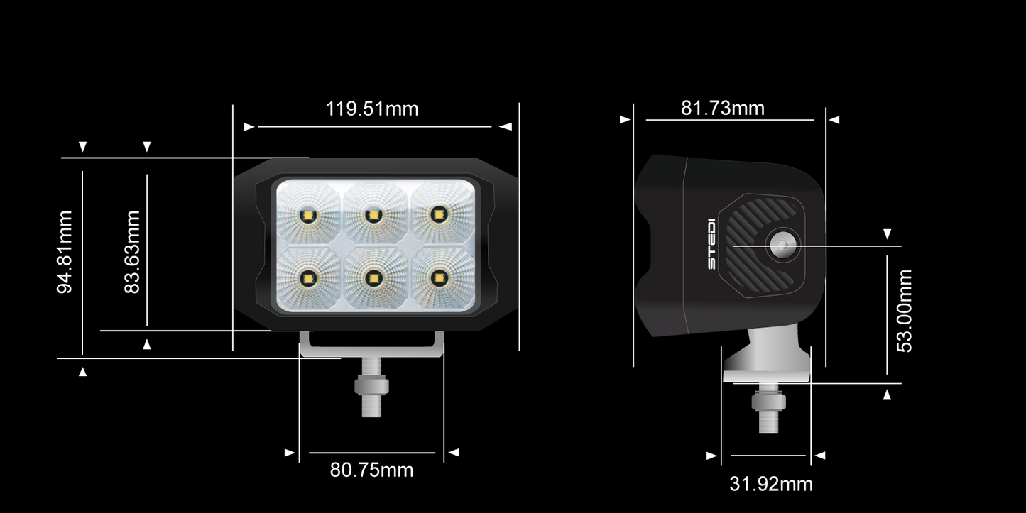 STEDI G6 Black FLOOD Work LED