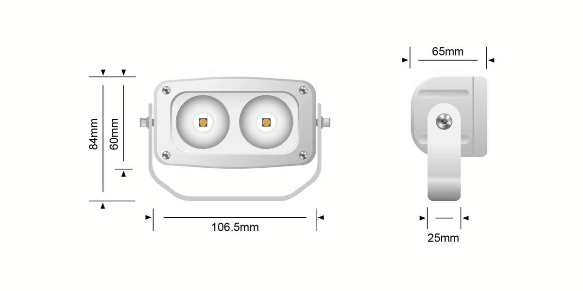 STEDI Marine White 20W Twin LED Flood Light