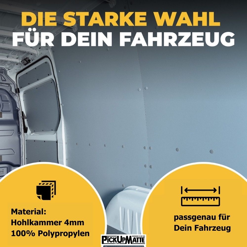 Seitenwandverkleidung Fiat Doblo, 06/2022-heute – Passgenaue Laderaumverkleidung aus 4 mm Hohlkammer