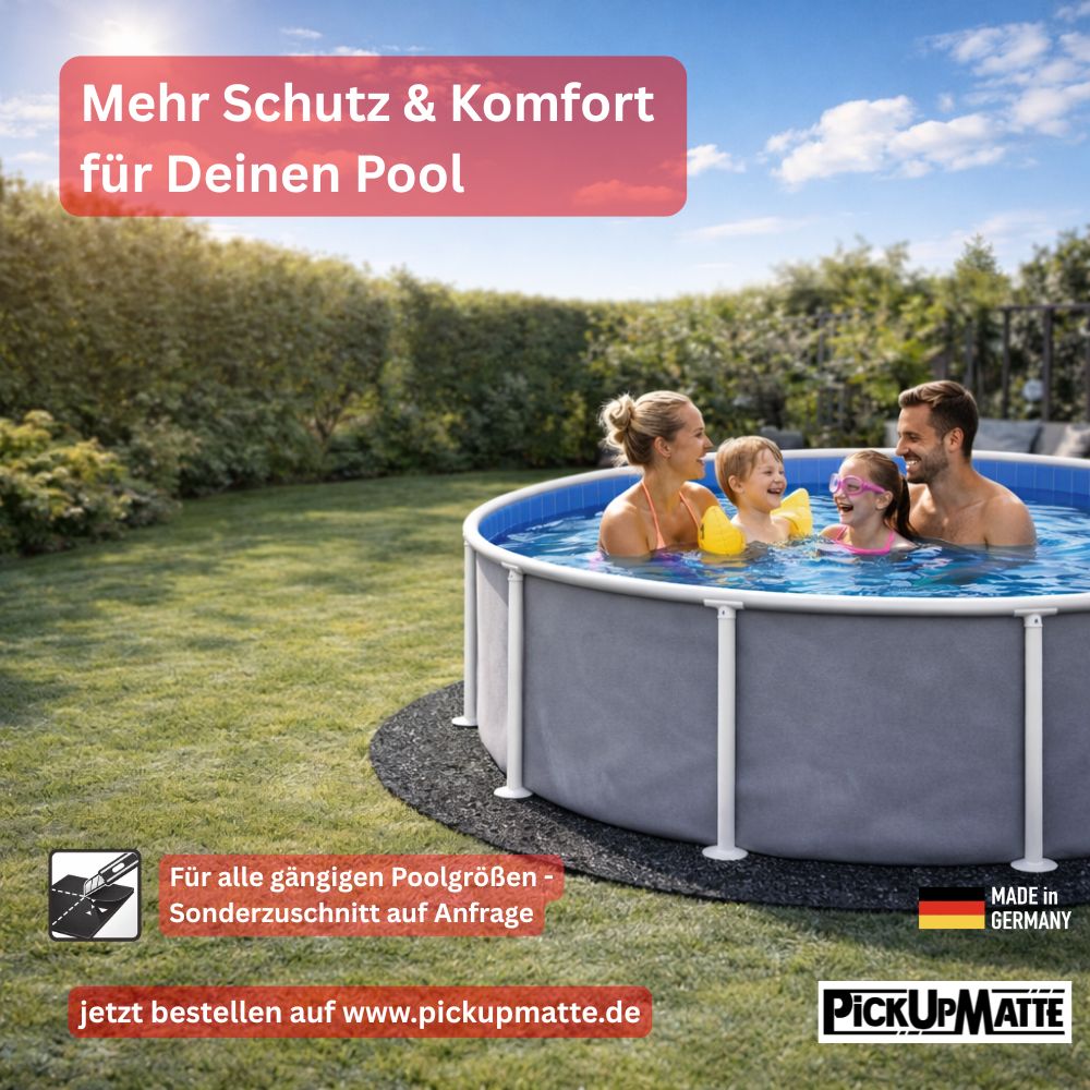 Poolunterlage rund aus Gummigranulat / Antirutschmatte – Schutz für Pool & Whirlpool (⌀ 211-488) mit Schwalbenschwanzverbindung
