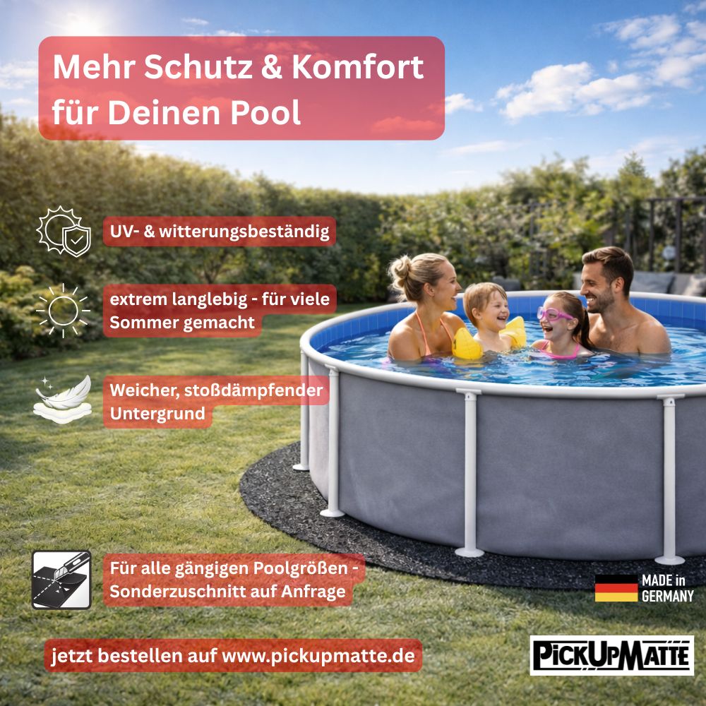Poolunterlage rund aus Gummigranulat / Antirutschmatte – Schutz für Pool & Whirlpool (⌀ 211-488) mit Schwalbenschwanzverbindung