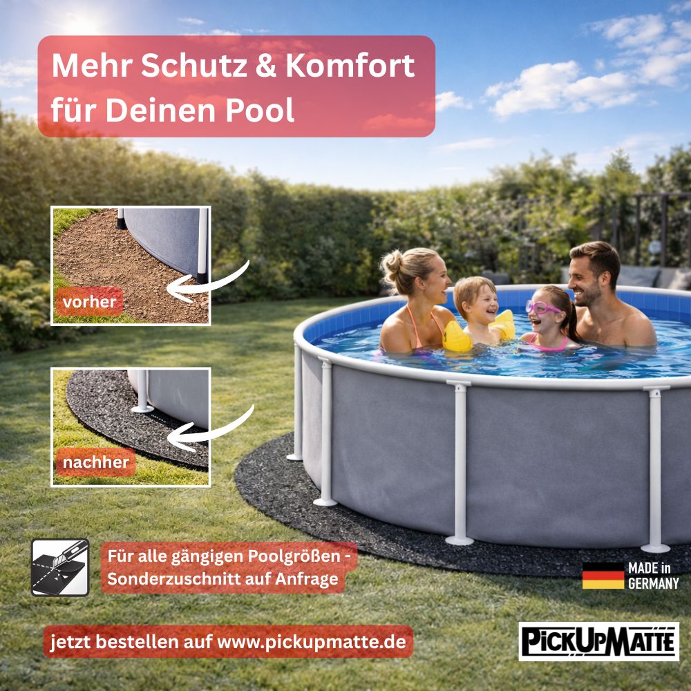 Poolunterlage rund aus Gummigranulat / Antirutschmatte – Schutz für Pool & Whirlpool (⌀ 211-488) mit Schwalbenschwanzverbindung