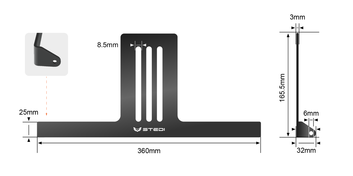 STEDI Dachträger Befestigung (2 Stück) für LED Micro V2 LED – Lightbar 13,9 Zoll (ARB, RhinoRack, uvm..)