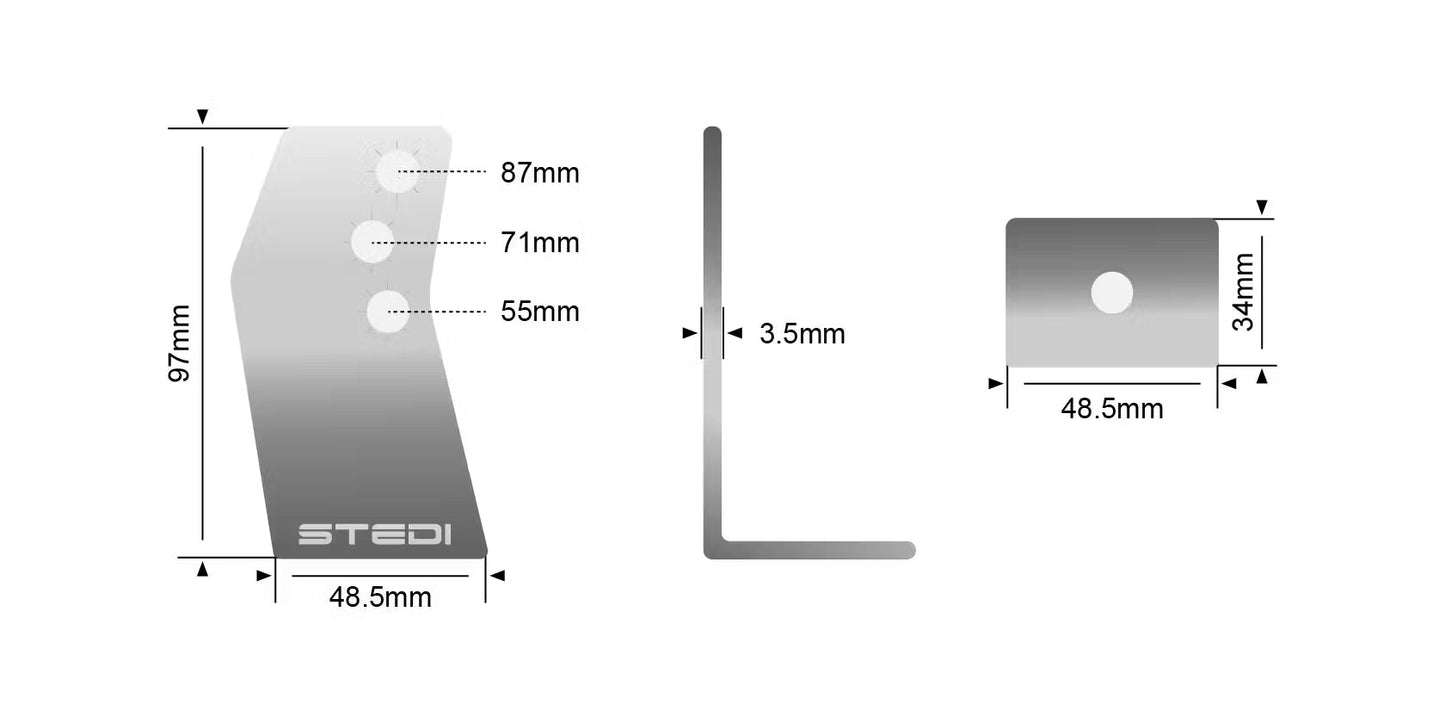 STEDI Ersatz Halterung für LED LED – Lightbars aus gebürstetem Edelstahl 95mm