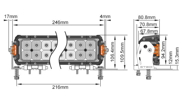 STEDI Ford New Ranger (PX4) Kühlergrill – Befestigung inkl. 2x ST3303 PRO