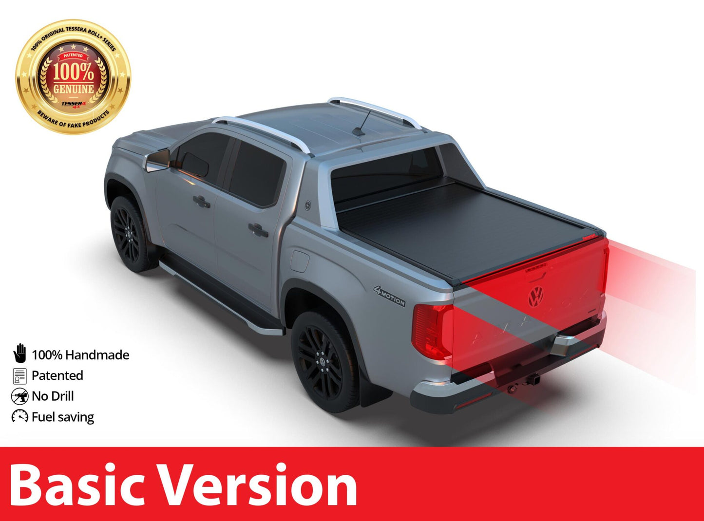 Pickuprollo Tessera Roll+ für VW Amarok – Laderaumabdeckung aus Aluminium, Schwarz Matt